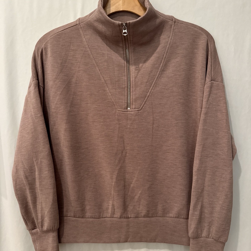 VARLEY DOUBLE SOFT 1/2 ZIP PULLOVER SWEATSHIRT SZ L TAN